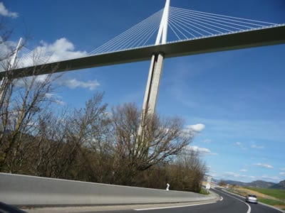 Driving under the Millau bridge , Monaco Historic Grand Prix 2018 tour