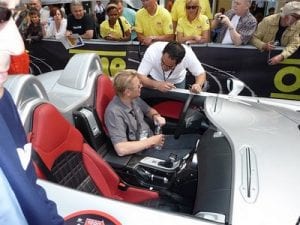 Mika Hakkinen at the Mille Miglia, Brescia.Join us on our 2018 Mille Miglia tour
